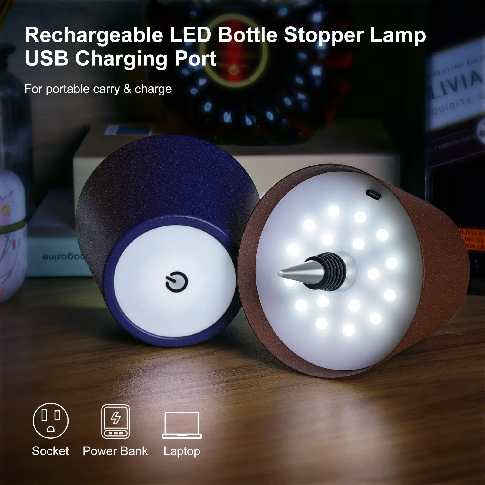 Wireless Bottle Table Lamp Touch Control of 3 Colors and Stepless Dimming Night Lamp For Bar Wine Bottles Decor Desk Lights