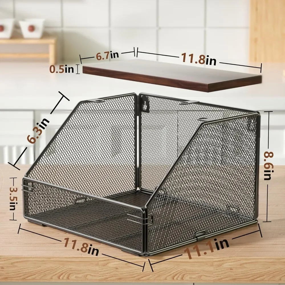 Hanging Fruit Basket Wall Mounted Countertop Frame Stackable Desktop Shelf Kitchen Storage Rack Portable Onion Organizer Baskets