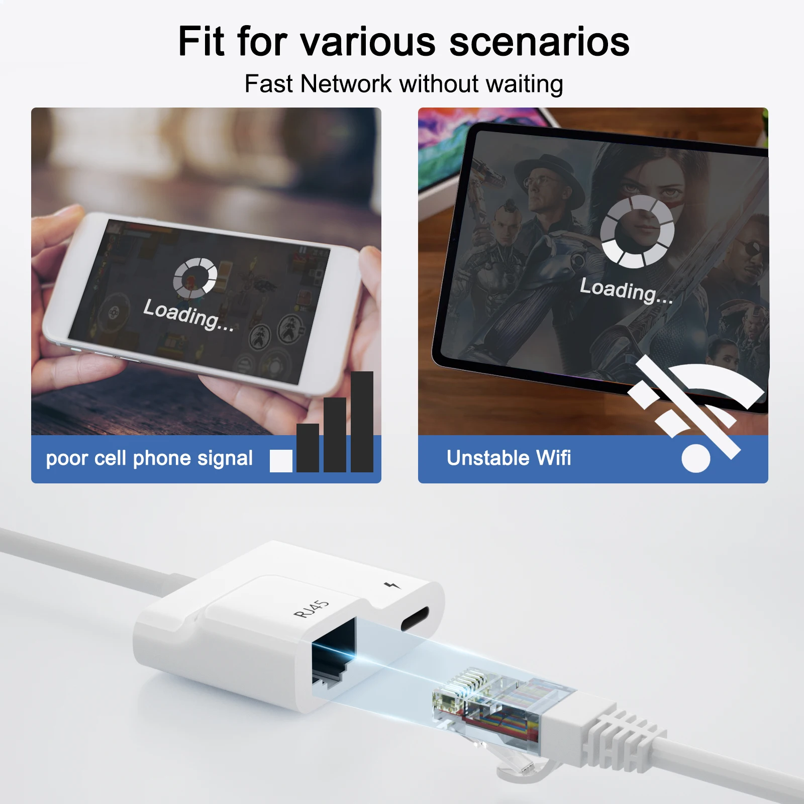 Lightning to RJ45 Ethernet Adapterwith Charging Port Compatible