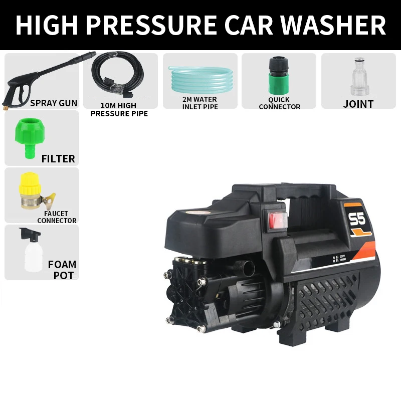 Portable High-Pressure Water Pump Car Washing Machine 220V Small Household Automatic Induction Water Gun Cleaning Tool Equipment