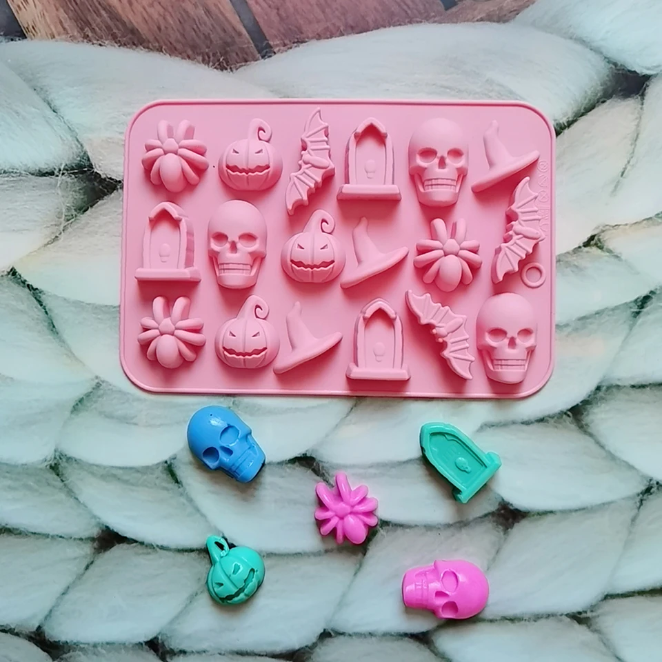 Moldes De Silicona Para Halloween - 3 Piezas Con Diseños De Calabaza, Fantasma Y Calavera