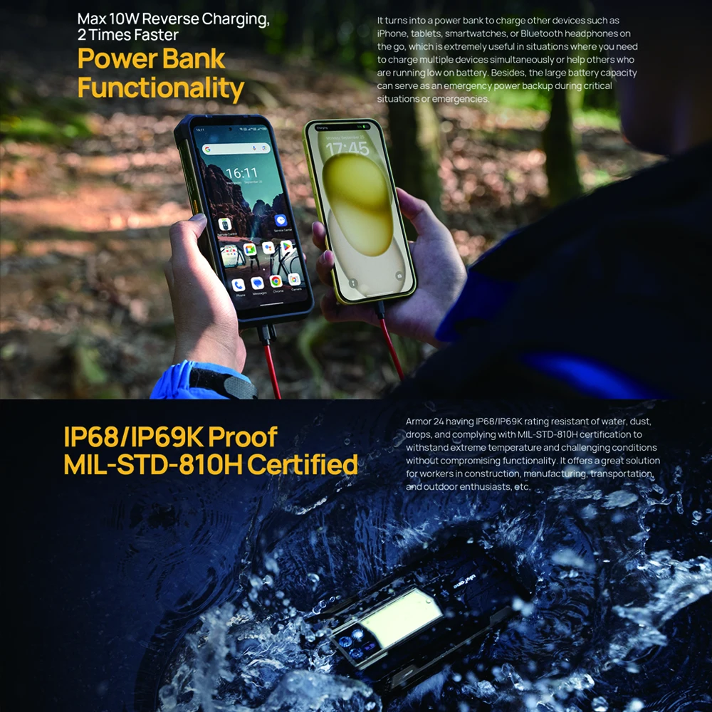 Ulefone Armor 24,NFC,24ГБ ОЗУ+ 256ГБ ПЗУ, 22000mAh,6.78",120Hz, 64MP Night Vision, Android 13,  глобальная версия 6