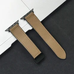 Premium Leather - Silicone Hybrid Strap - 38 40 41 S10 - 42mm (Kahaki - Litchi)