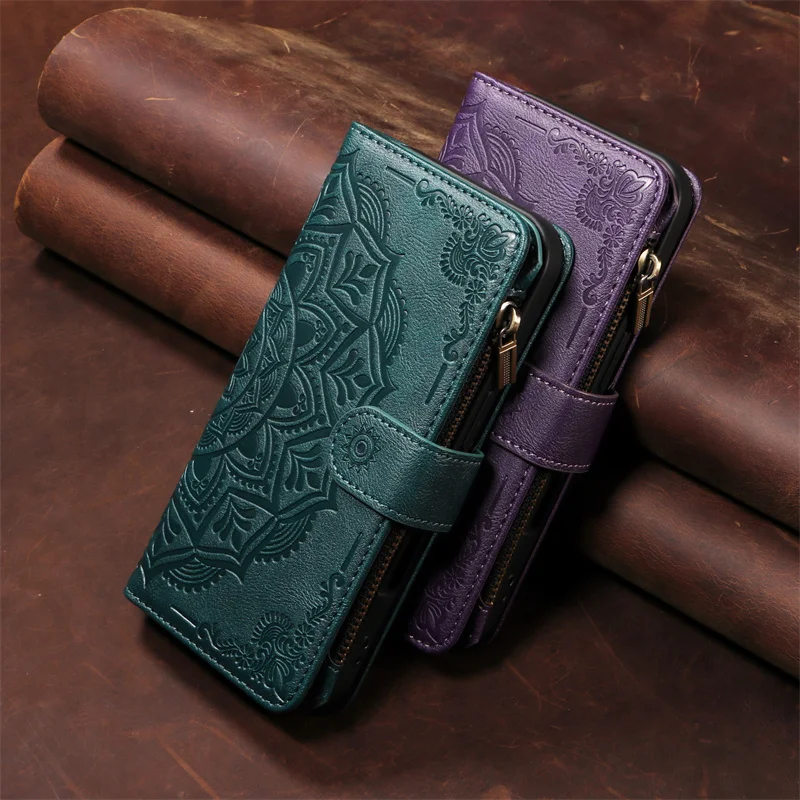 Luxury Long Strap Zipper Leather Wallet Case and Cover
