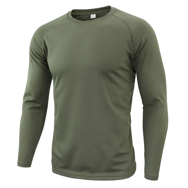 Outdoor Hiking Camping Tactical T Shirt Men Breathable Quick Dry Long Sleeve Tops Military Camouflage Combat Fitness T-Shirts