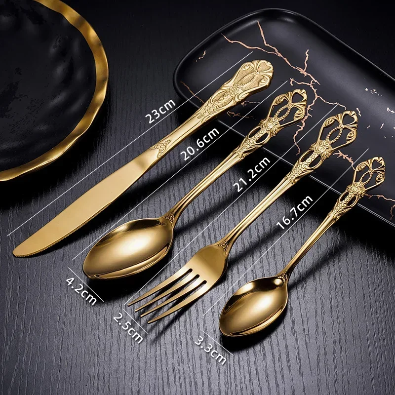 4pcs Gold Stainless Steel Forks Cutlery Set