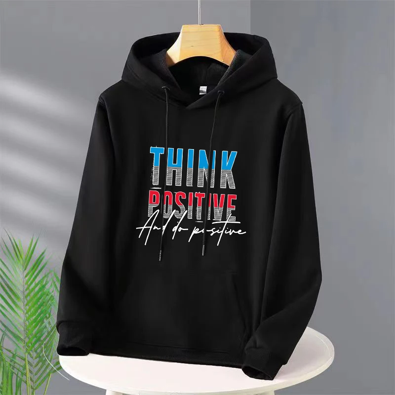 

Think Positive Fashion Letter Print Hoody For Women Warm Oversize Sweatshirt Casual Street Hip Hop Clothes Female