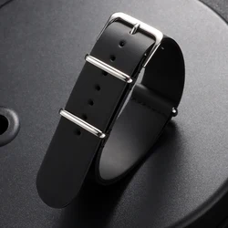 Vintage Coffee Brown Crazy Horse Leather Watch Strap - Soft Replacement Band - 22mm (Black)