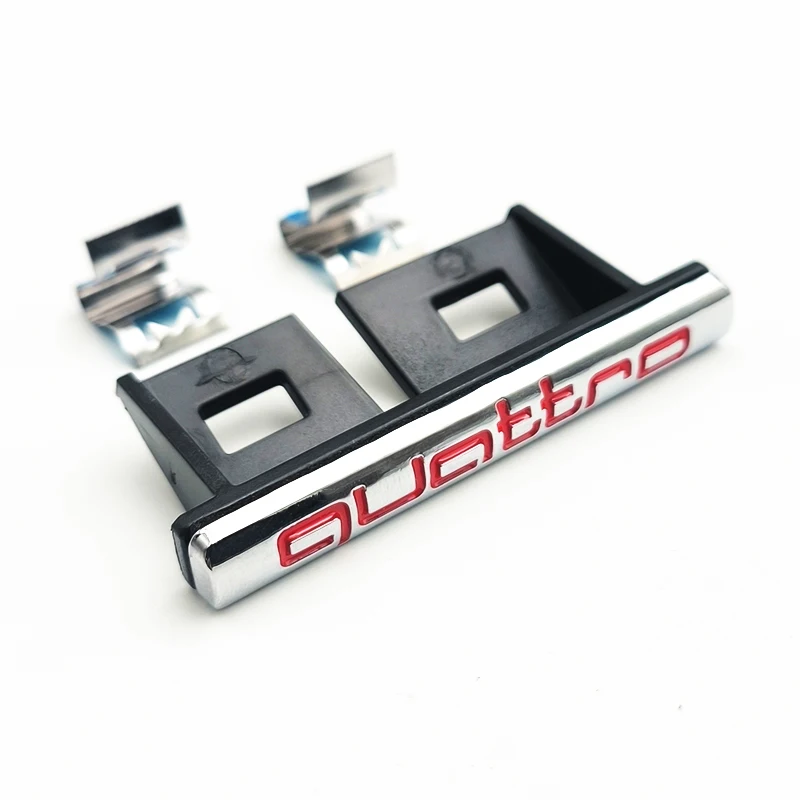 3d ABS Chrome Logo Quattro Emblem  Car Front Grille Badge For Audi A1 A2 A3 A4 A5 A6 A7 A8 Q2 Q3 Q7 Q5 Quatteo Badge Accessories