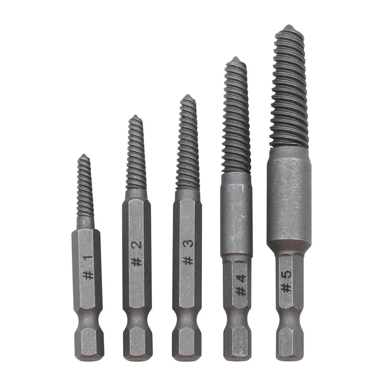 

6pcs/set Screw Extractor Center Drill Bits Guide Set Broken Damaged Bolt Remover Hex Shank with Quick Release Extension Rod Tool