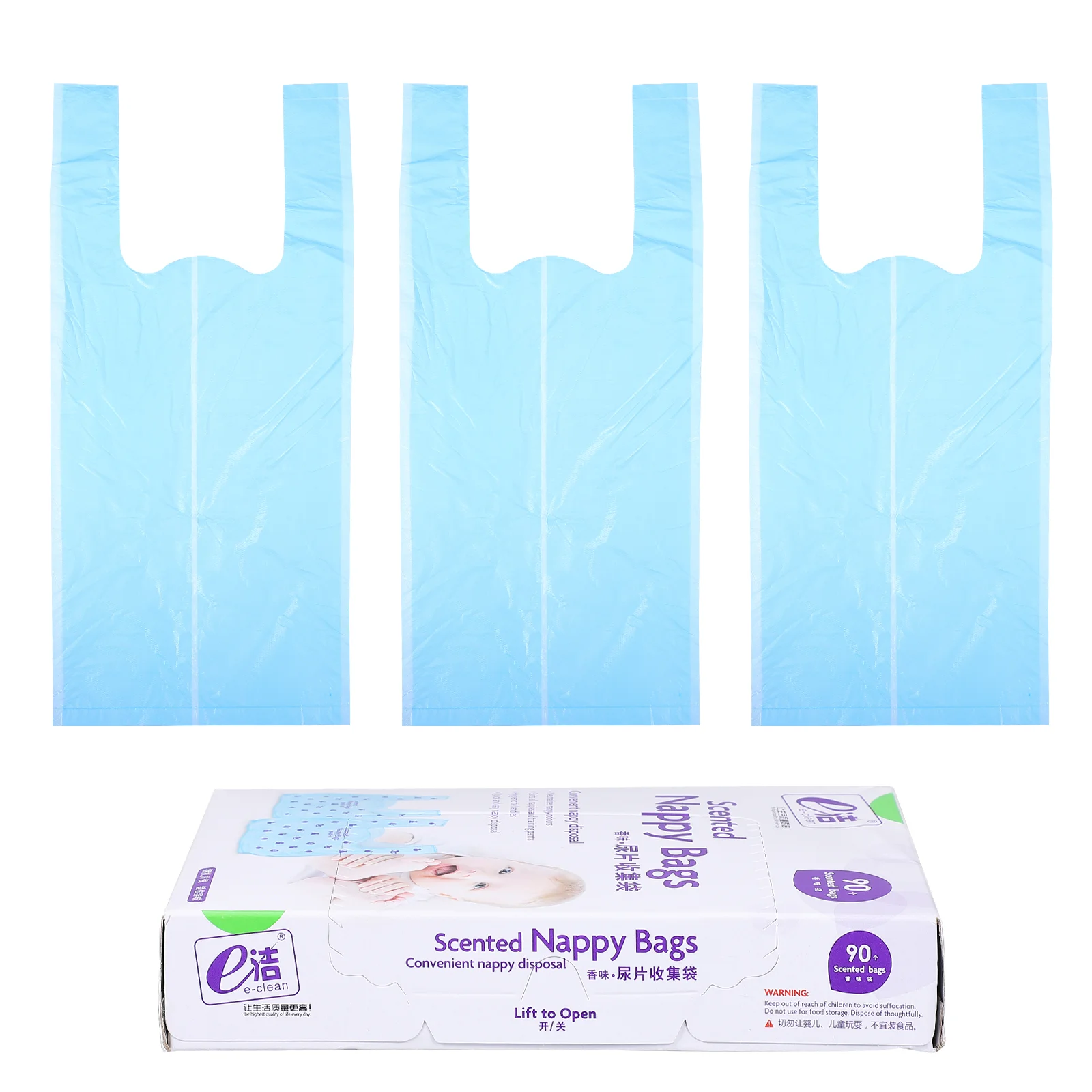 

90PCS/Box Disposable Diaper Bag Fragrance Nappy Sack With Scent Fragrance Diaper Sack Pet Waste Bag