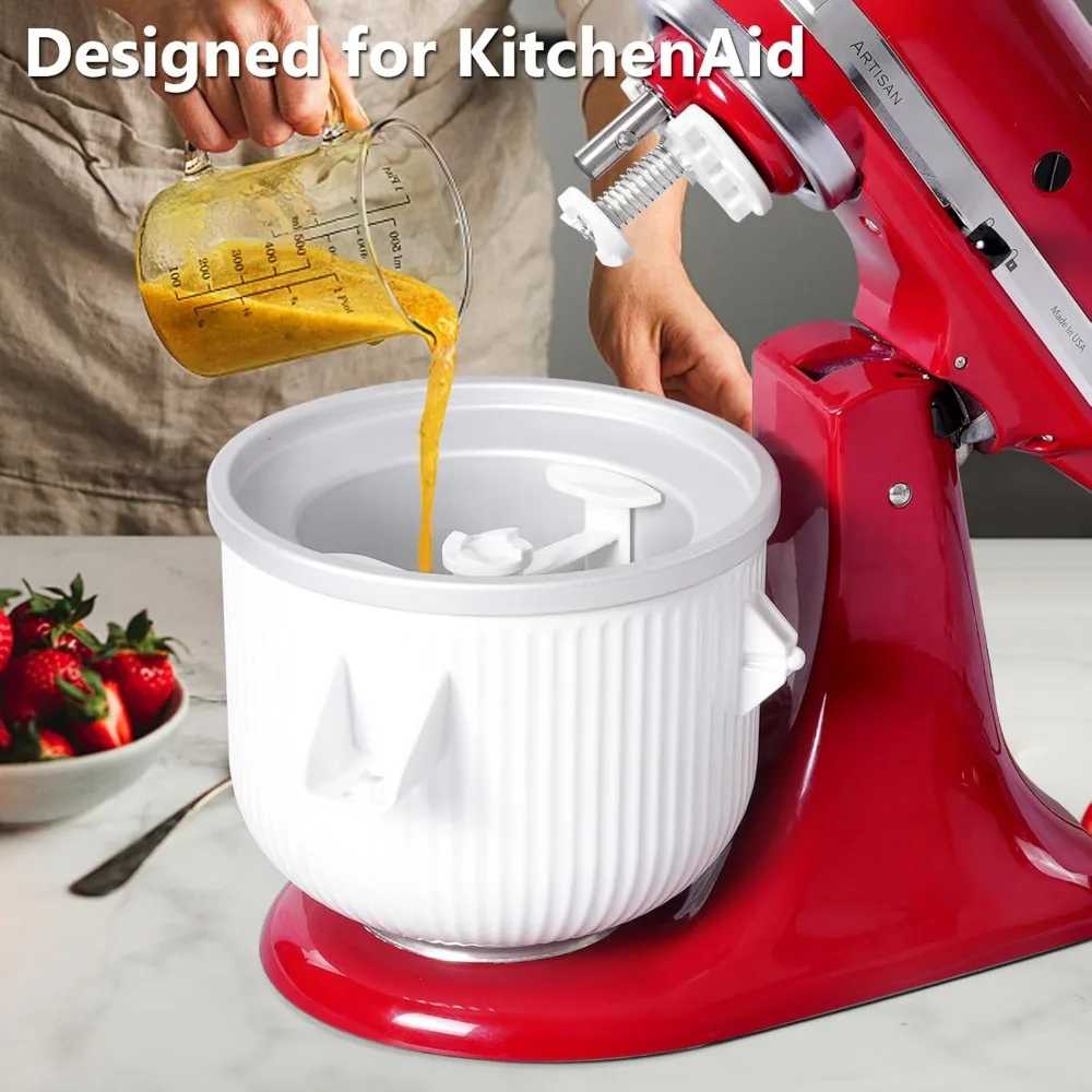 Ice Cream Machine, Attachment for Kitchenaid, 2 Quart Frozen for Stand Mixe, Sorbet Gelato Maker, Ice Cream Maker 4