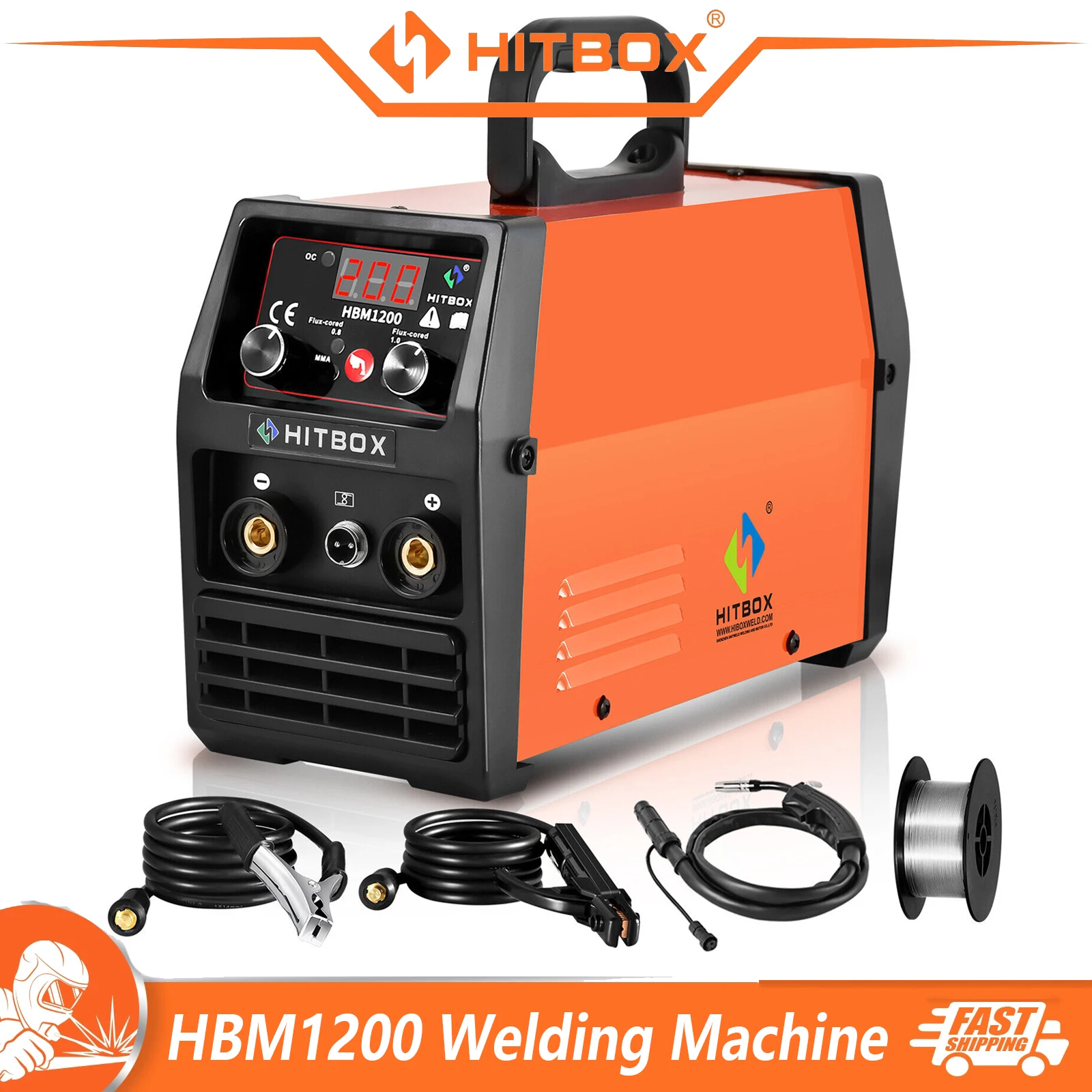 Welding Welders HITBOX Mig Welding Machine Synergy HBM1200 Semi-Automatic 3 in 1 Inverter Tig Argon Arc MIG Gas-Less Soldering Welder 110V 220V