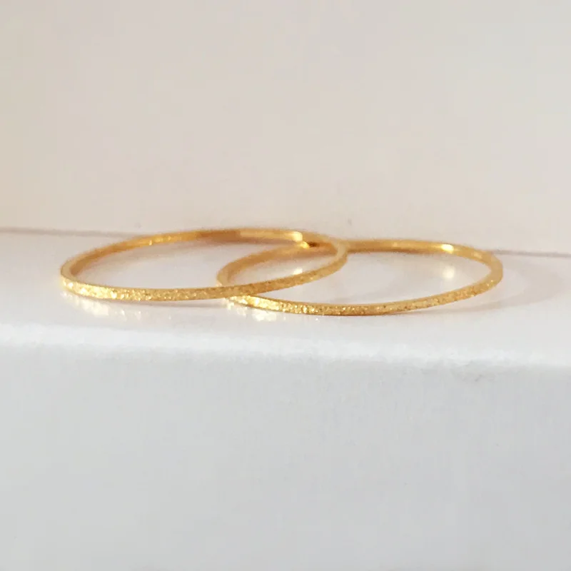 Minimal Simple Tiny Rings For Women 1mm Full Round Minimalist Thin Dainty Stacking Sandblast Stainless Steel Ring Jewelry 2023 4