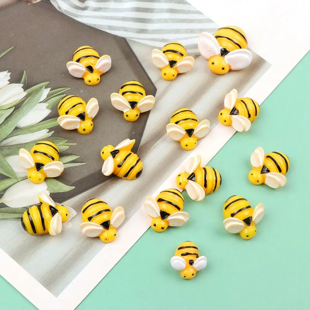 

20Pcs/lot Kawaii Bee Miniature Figurines Animals Flatback Resin Cabochon DIY Embellishments for Scrapbooking Craft Supplies