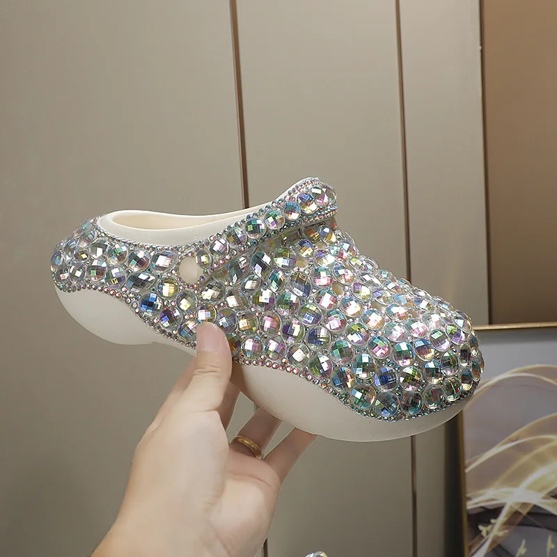 Women Shoes All-match Personality Fashion Diamond-studded Thick-soled Shoes Heightened Shiny Comfortable Women Sandals