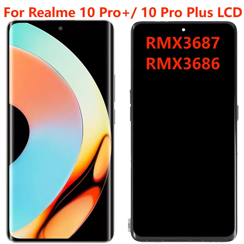 

6,7 "оригинальный для OPPO Realme 10 Pro Plus/10 Pro + RMX3687 RMX3686 ЖК-дисплей с рамкой для ремонта фотографий