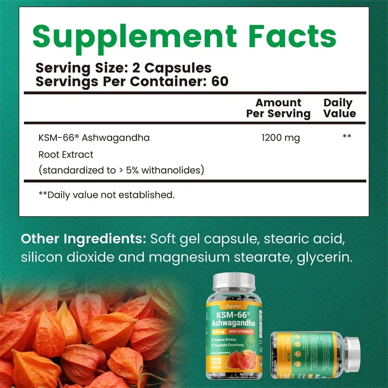 KSM-66 Ashwagandha Relieve Stress Replenish Energy and Regulate Emotions