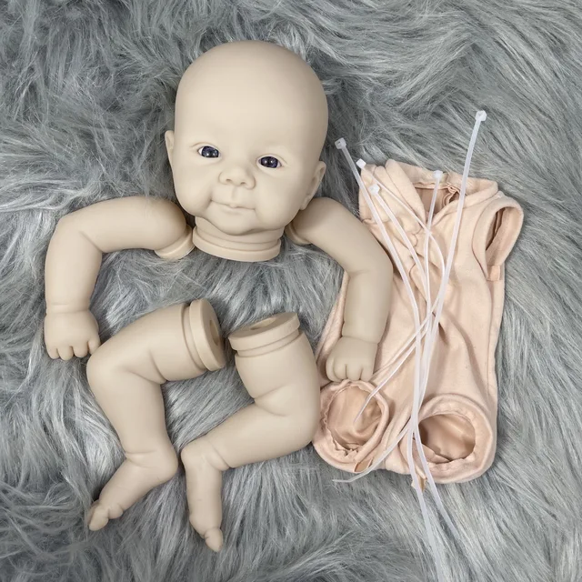 MRB 19 inch Vinyl Reborn Doll Kit Juliette Lifelike Unfinished Unpainted Mold Fresh Color Blank Vinyl Doll Kit with Cloth Body 5