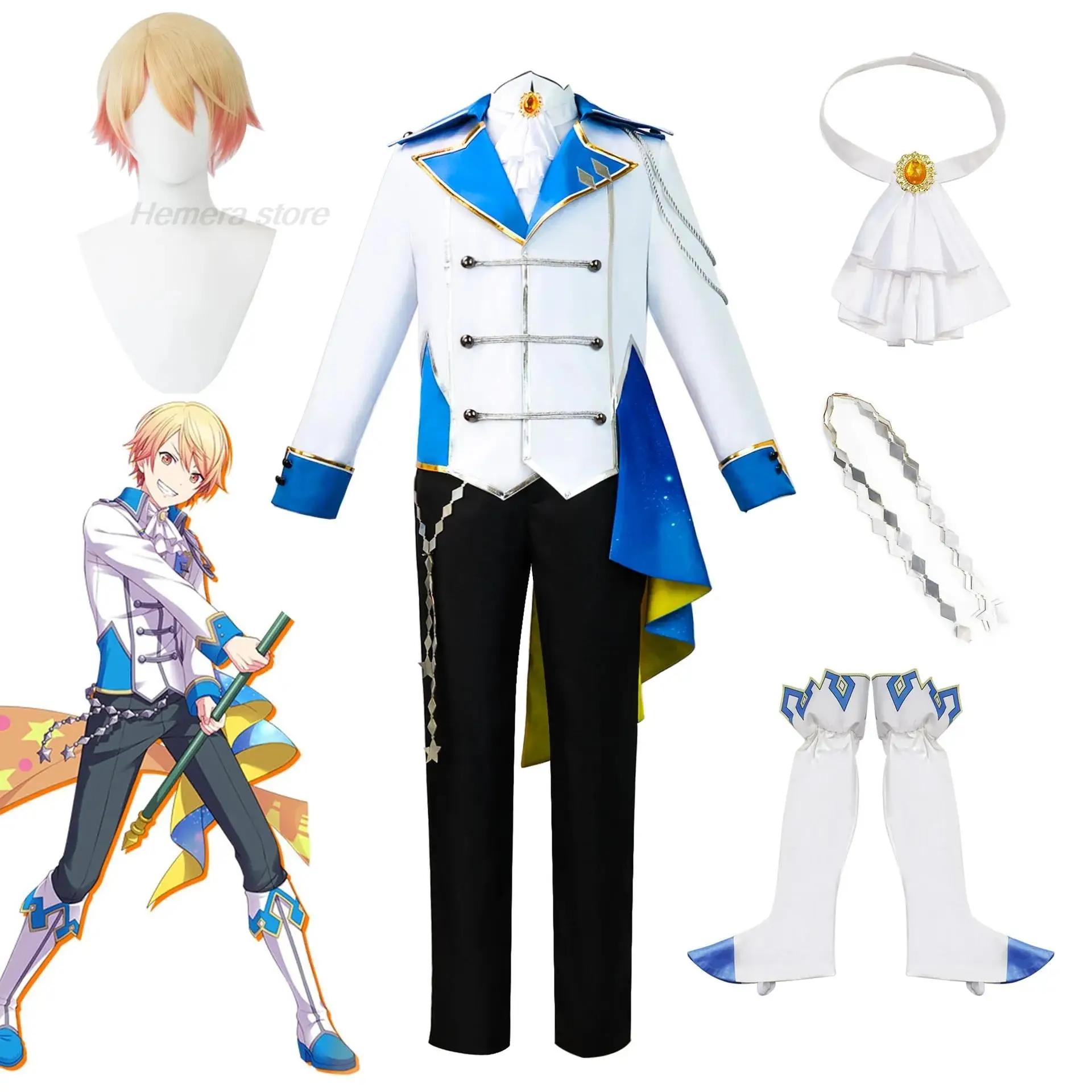 

Project Sekai Colorful Stage! Tenma Tsukasa Cosplay Costume Uniform Suits Stage Costumes Cosplay Wig 30cm