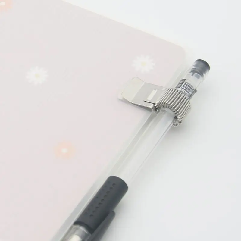 1/3/5pc 다기능 텔레스코픽 스프링 전기 도금 펜 클립 메모장 휴대용 스프링 펜 슬롯 고정 문구류