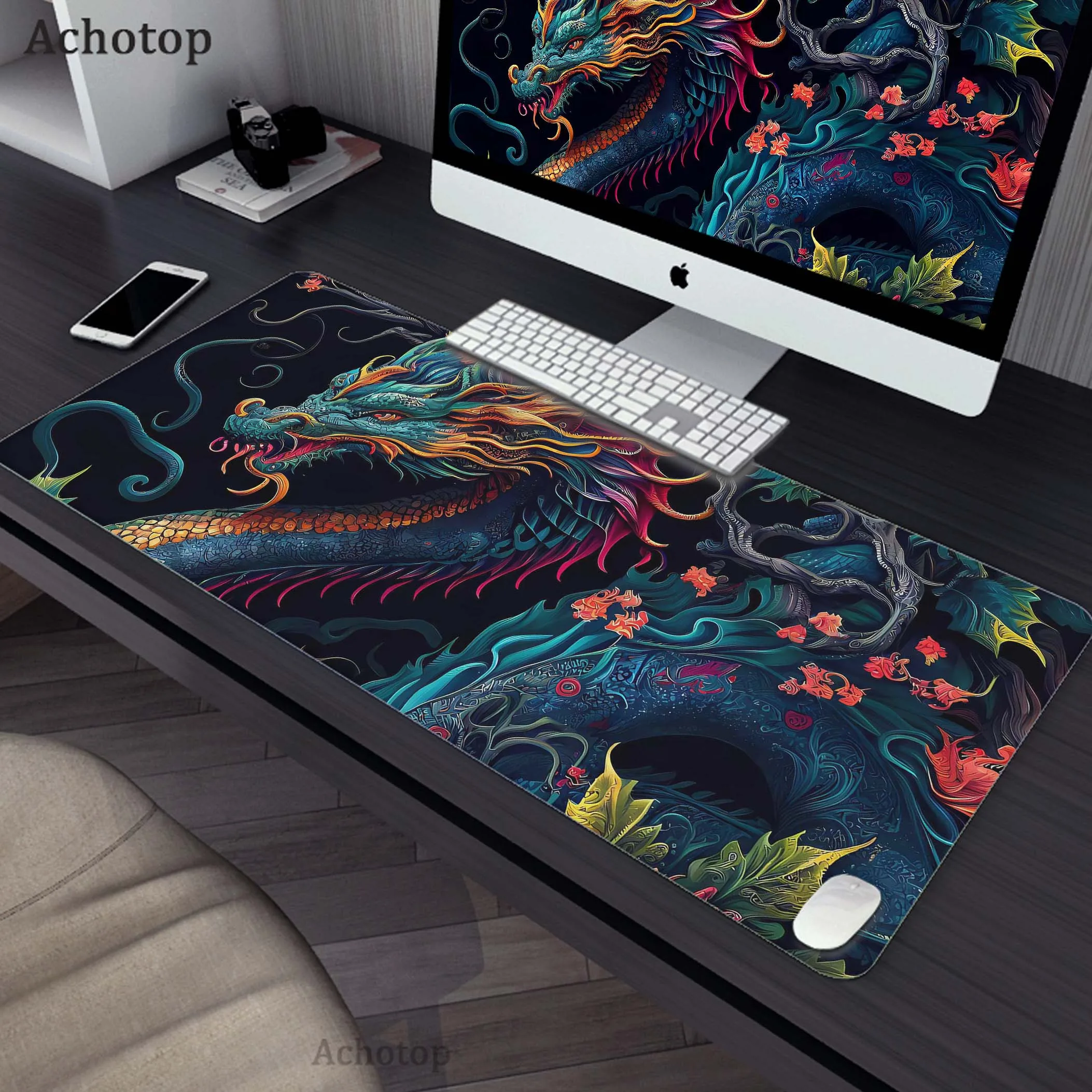 

Dragon And Ghost Face Pattern Mouse Pad Mousepad HD Print Gaming Keyboard Pads Table Carpet Rubber Desk Mat Gamer Desk Mat