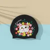 Cartoon Swimming Caps Fashion Printed Silicone Swim Caps Women Large Size Long Hair Ear Protection Swimming Cap Pool Accessories 5