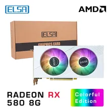 ELSA AMD RX 580 8GB GDDR5 256bit GPU White RGB Desk Computer Gaming Graphics Card