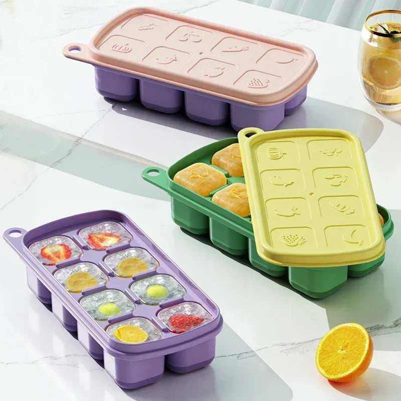 Baby Food Storage Containers PP Food Grade Silicone Ice Tray Food Supplement Box with Cover