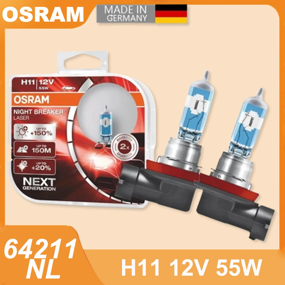 OSRAM Ночной выключатель 64211NL H11 12 В 55 Вт лазерная автомобильная лампа нового поколения противотуманная фотолампа 3700K фара 150% яркость одна пара