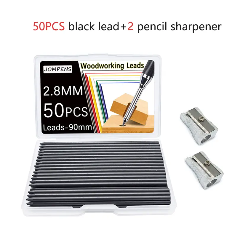 50Pcs/100Pcs Large Capacity 2B Woodworking Lead Core Black Yellow Red 2.8mm Automatic Pencil Lead Deep Hole Marked Lead Core - Image 16
