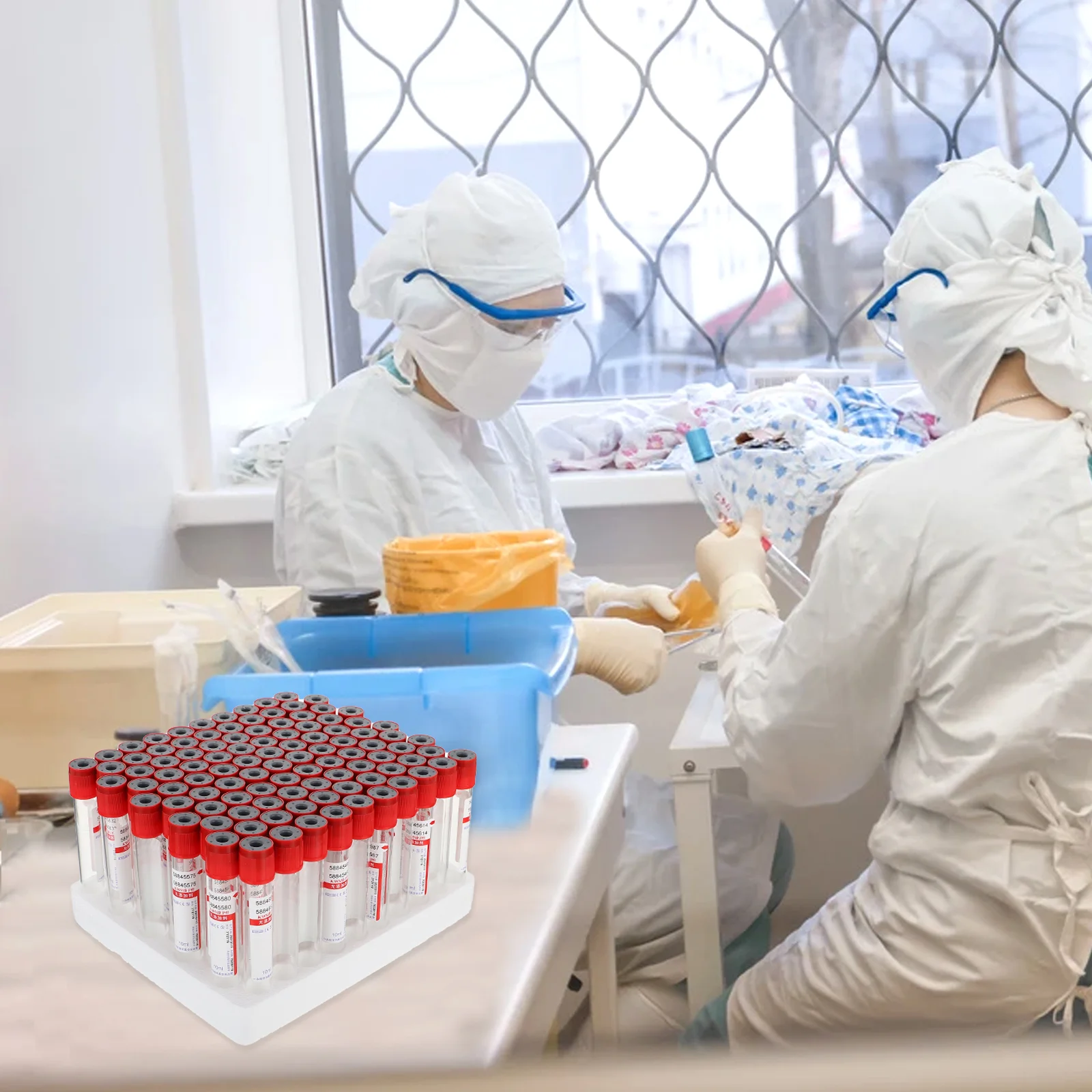 100pcs Disposable Glass Negative Pressure Tubes with Cover for Laboratory Experiment and Blood Collection