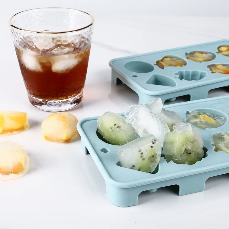 

8 Grids Silicone Ice Cube Maker Ice Cube Tray Fruit Shape Ice Cream Mould Forms for Kitchen Ice Whiskey Cocktail Accessory