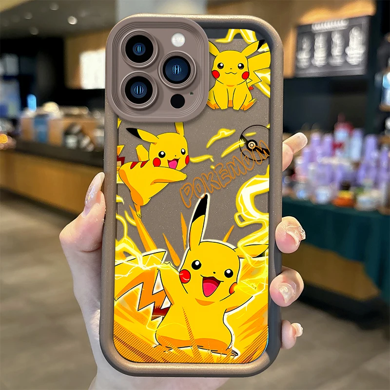 thumbnail image 1 of Funda de teléfono de dibujos animados Pokémon Pikachu para iPhone 16, 15, 14, 13, 12, 11 Pro Max, 16, 15, 14, 8, 7 Plus, X, XS Max, 8, 7, cubierta de silicona a prueba de golpes, 1 of 4