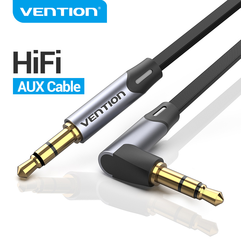  Vention Aux Cable 3.5mm Jack Audio Cable 90 Degree Right Angle 3.5 AUX Cord for Car Headphones Xiaomi Beats Speaker MP4 AUX Cord 