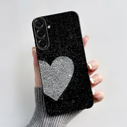 Heart Printed Black Matte Soft Silicone Protective Cover Case - New 2024 Design for Samsung A36 5G (HEI-TGX0101)