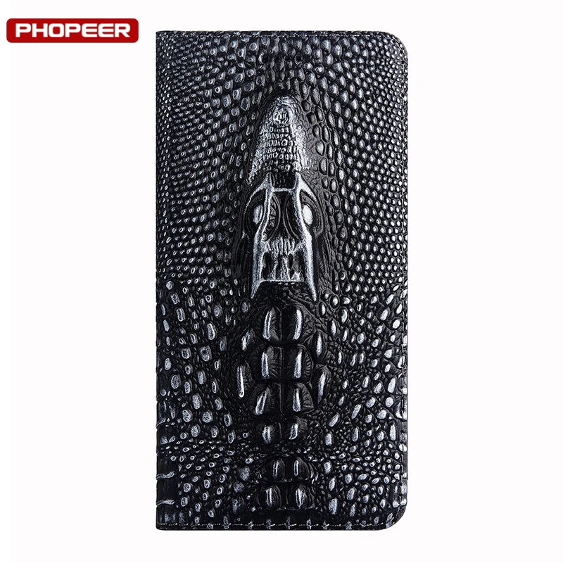 Premium Genuine Leather Magnetic Flip Wallet Case - Book Style Cover