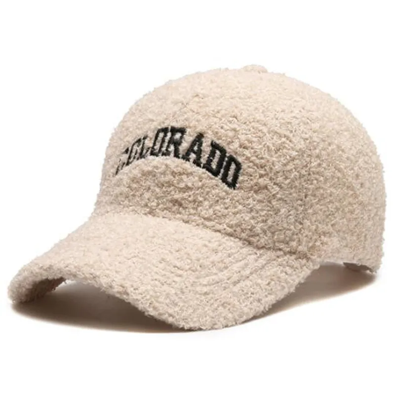 

Winter Women's Hats Lambhair Warm Baseball Caps Golf Letter Embroidery Hip-hop Party Cap Adjustable Size Girls Hat Free Shipping