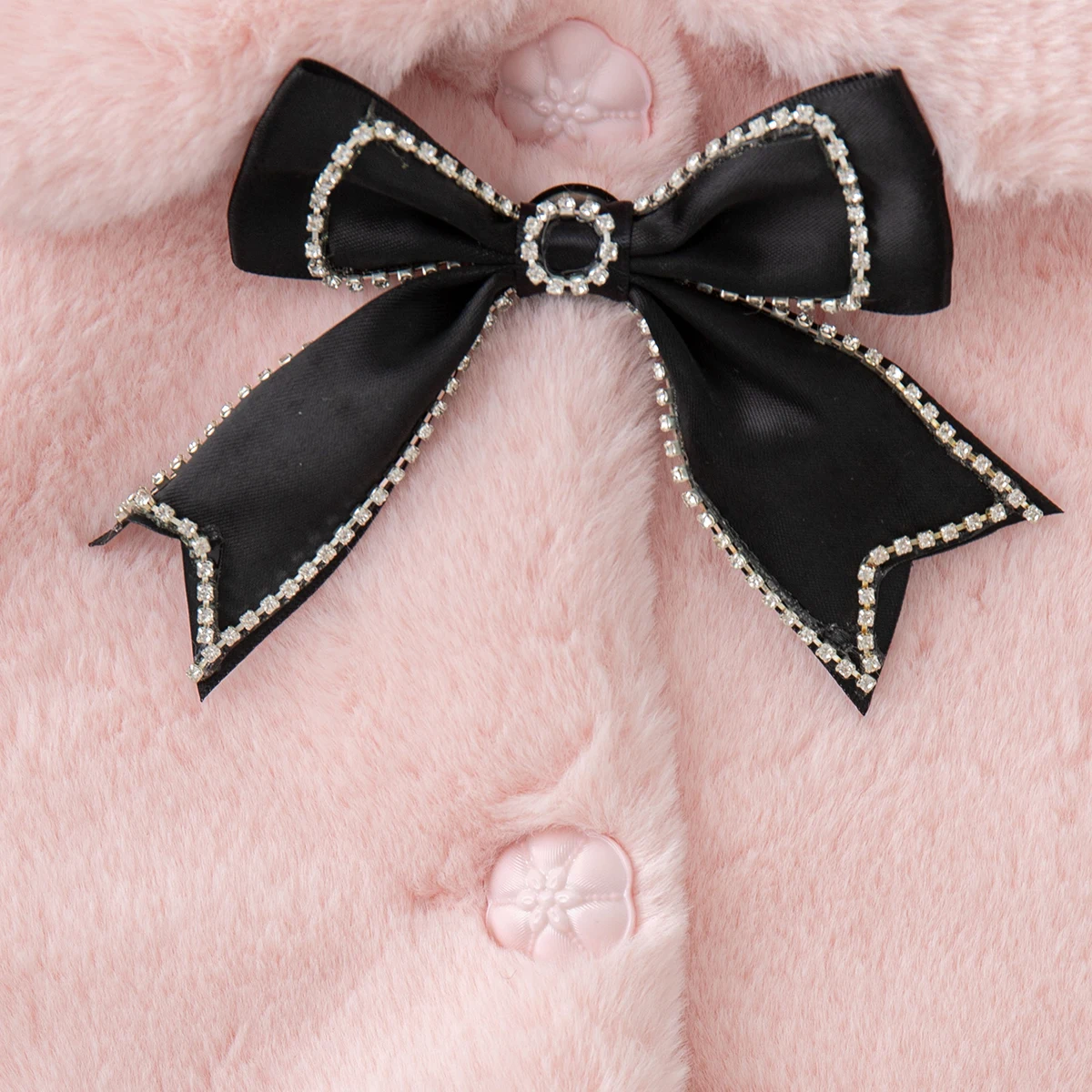 Baby Mädchen Plüsch Mantel Koreanischen Stil Bogen Einfarbig Langarm Revers Schal Mädchen Winter Täglich Halten Warme Kleidung – Detail 7