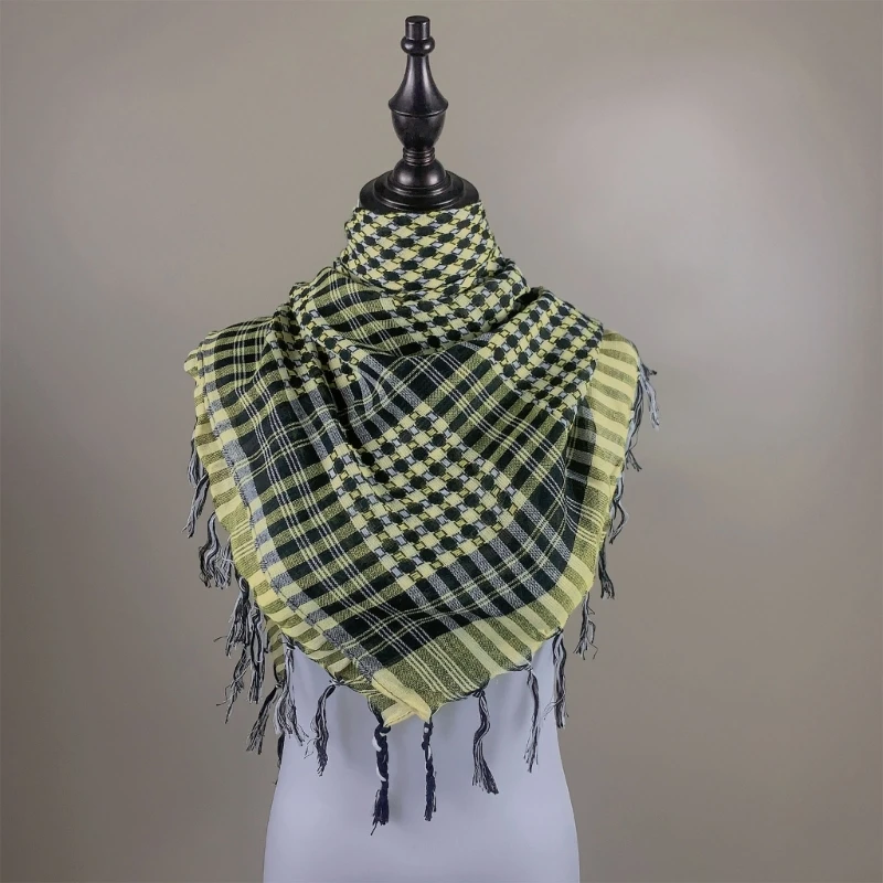 Shemagh Scarves Keffiyeh Scarf Tassels Colorblock Houndstooth Arab Headscarf