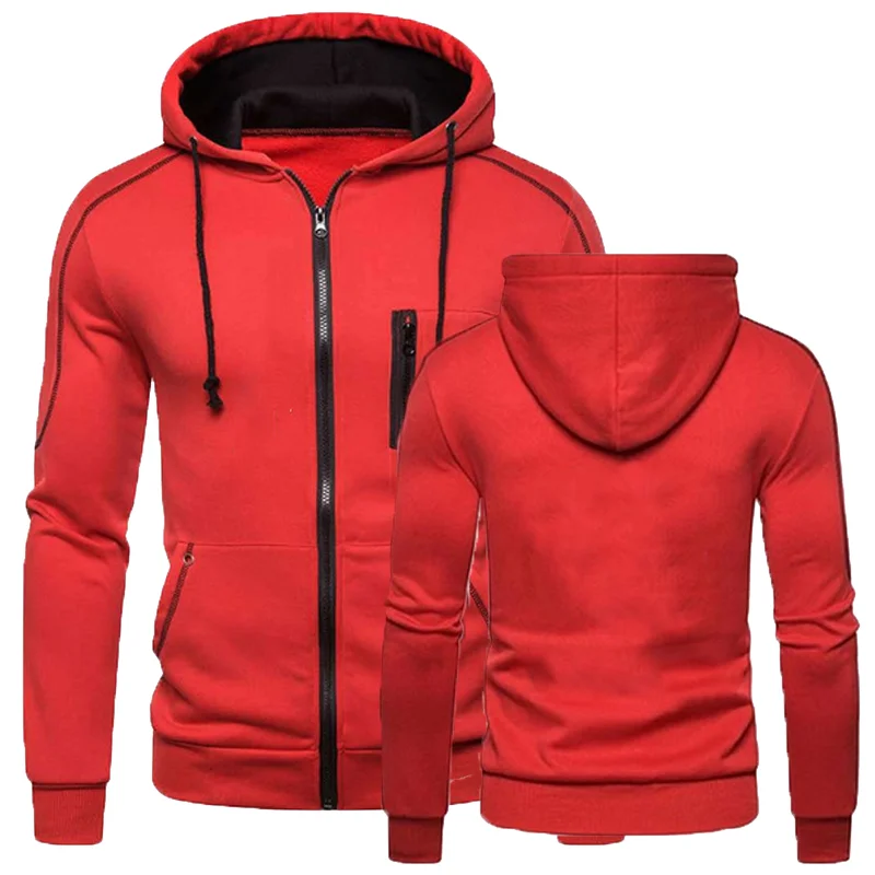 Fashion Men Zipper Hoodie Slim Fit Hooded Sweatshirts Spring Autumn Long Sleeved Zipper Jacket
