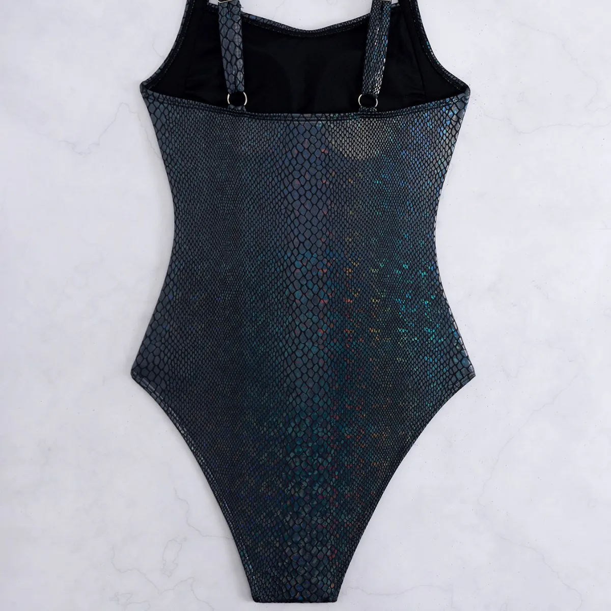 Sexy One-Piece Swimsuit for Women Sporty Gold Embossed Bikini Tight Fit Polyester Fabric Swimming Water Sports European And A... - 4