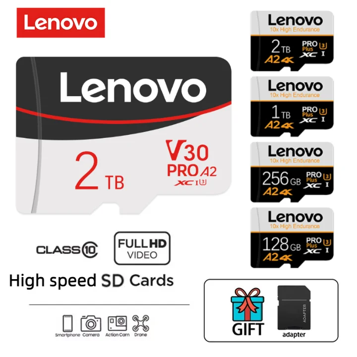 Оригинальная карта памяти Lenovo 2 ТБ 1 ТБ, 512 ГБ, 256 ГБ, 32 ГБ, класс 10, Мини TF-карта U1 SD-карта для сотовых телефонов, автомобильных устройств, компьютеров, дронов