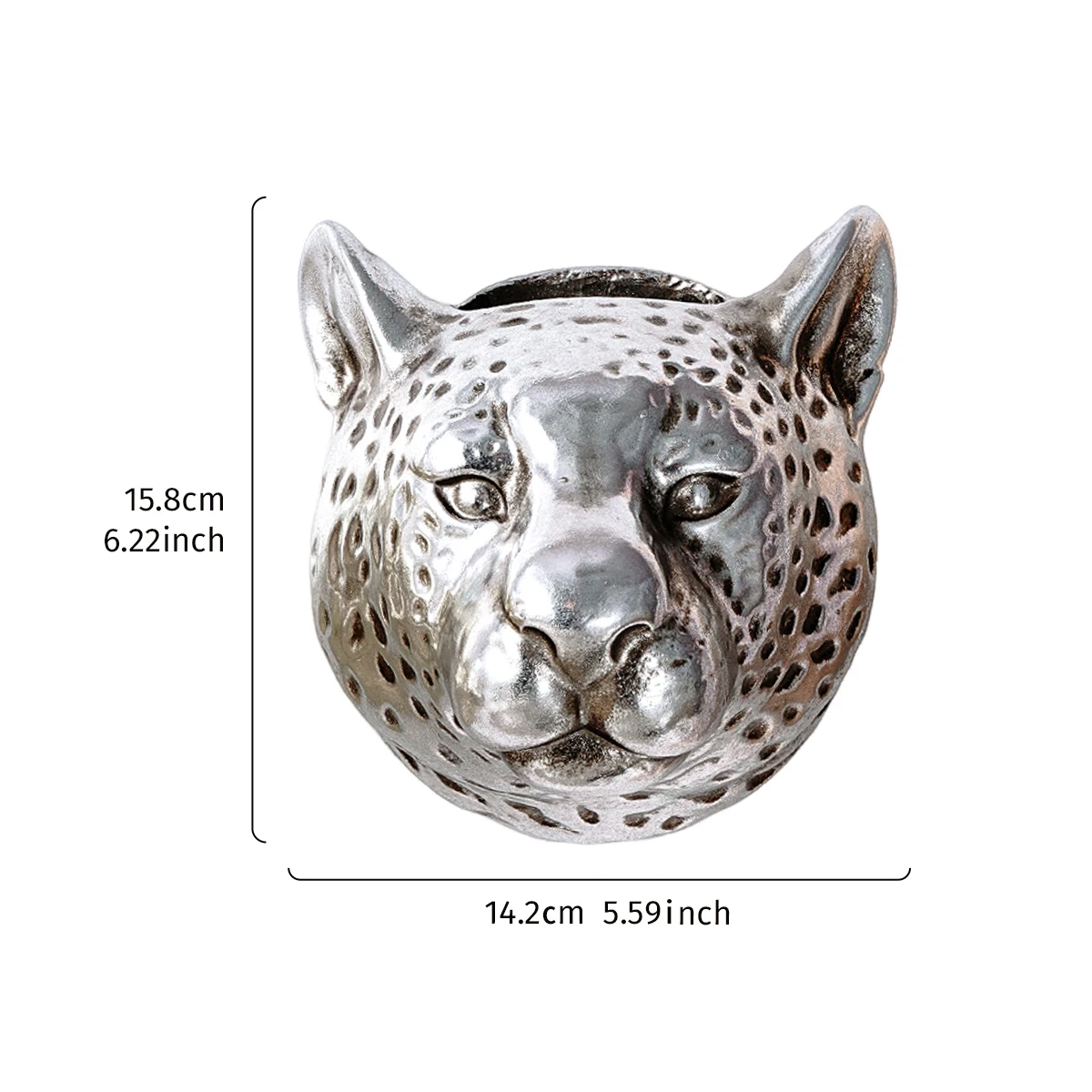 European Vintage Leopard Head Wall Hanging in Gold and Silver