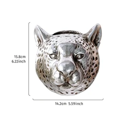 European Vintage Leopard Head Wall Hanging in Gold and Silver (J - baozitouSZGZyinboB)