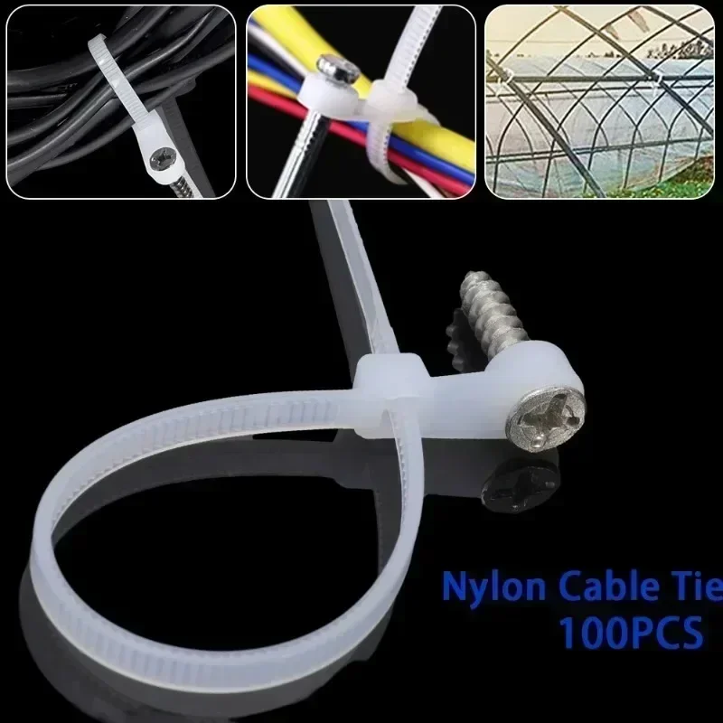 100/500PCS Screw Hole Nylon Cable Ties Self-locking Cord Ties Straps Fastening Loop Reusable Plastic Wire Ties Office Supplies - Image 5