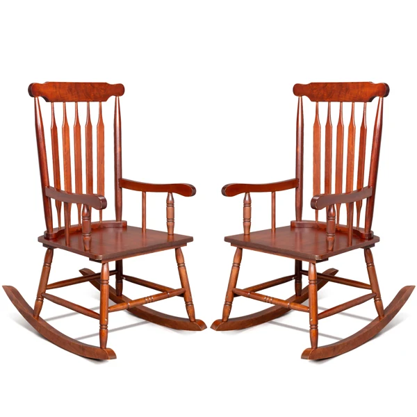 咖色 杨木 温莎 木摇椅-30