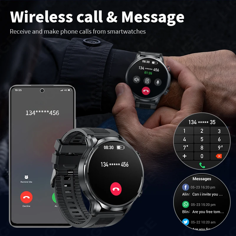 LIGE smart watch 2025 dual Bluetooth call watch sport fitness bracelet blood oxygen IP68 waterproof for Android IOS