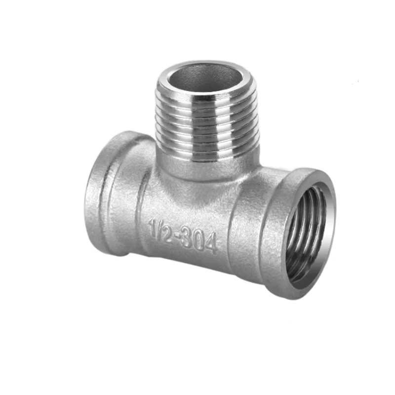 Pipe Fitting Water Pipe Fitting Hose Pipe Fitting Tee Adapter 304 Stainless Steel Male Female Thread Tee Connector BSPT Pipe Connector Fitting