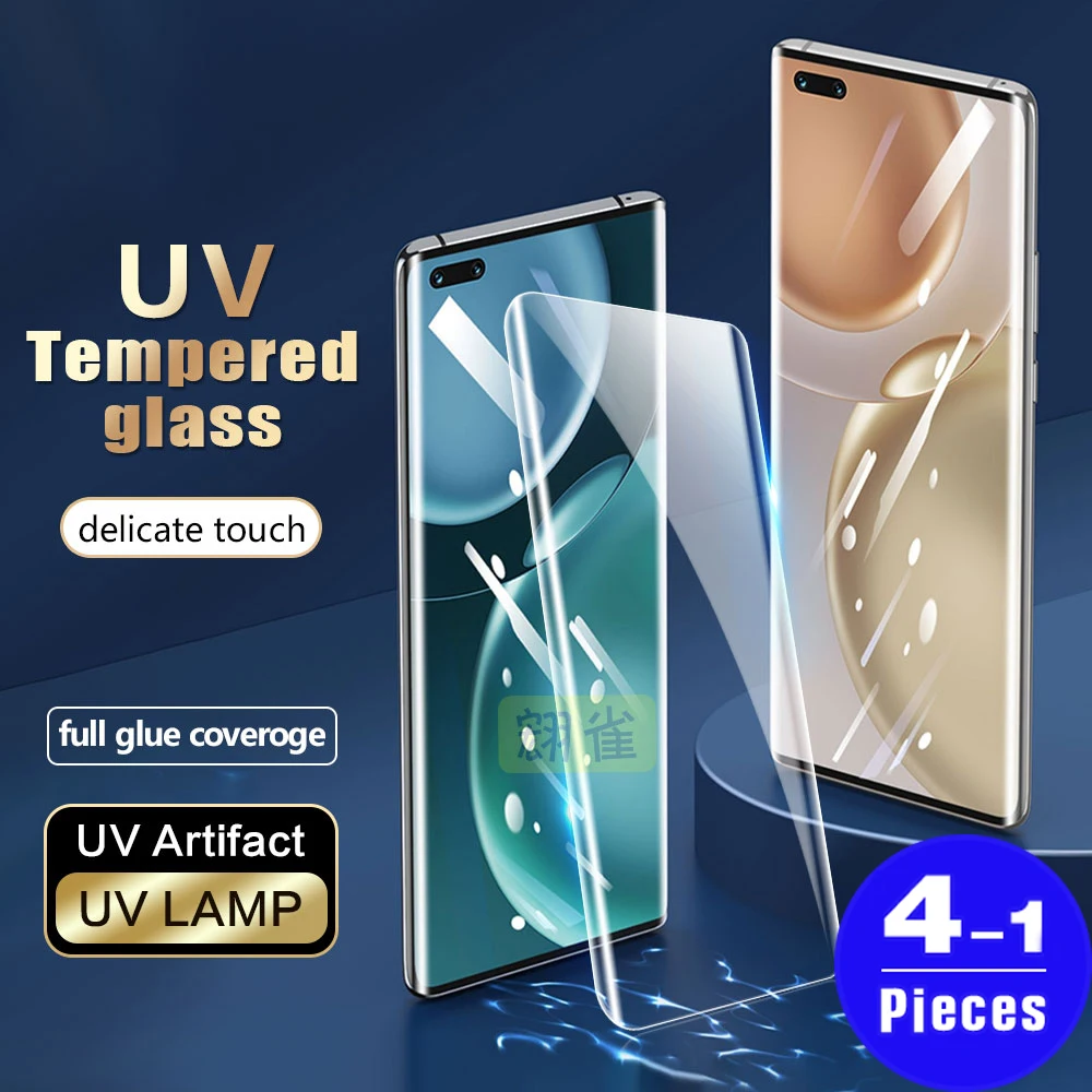 

1-4Pcs full cover UV Tempered glass For Honor magic 5 4 Ultimate 3 pro plus X40 phone protective film screen protector V40 lite